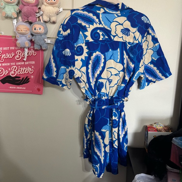 Farm Rio - Tropical Groove Linen Blend Romper size Large - Coastal - Picture 5 of 5